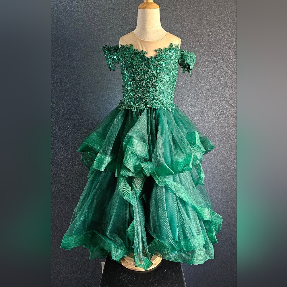 Elegant Green Kids Costume Dress